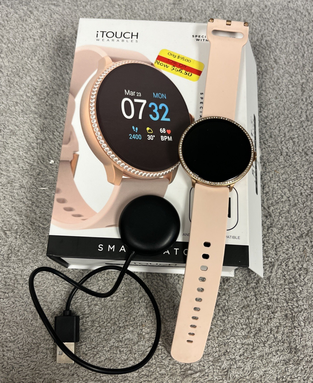 iTOUCH Sport 3 Smart Watch Bluetooth Heart Rate Calorie Tracker Pink