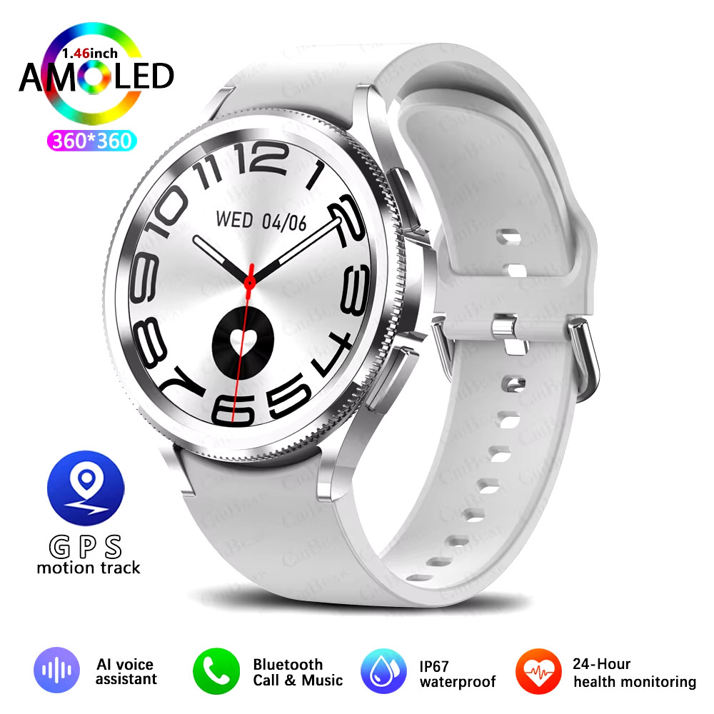 Smart Watch 6 Classic: GPS, health tracking, heart rate, waterproof, BT.
