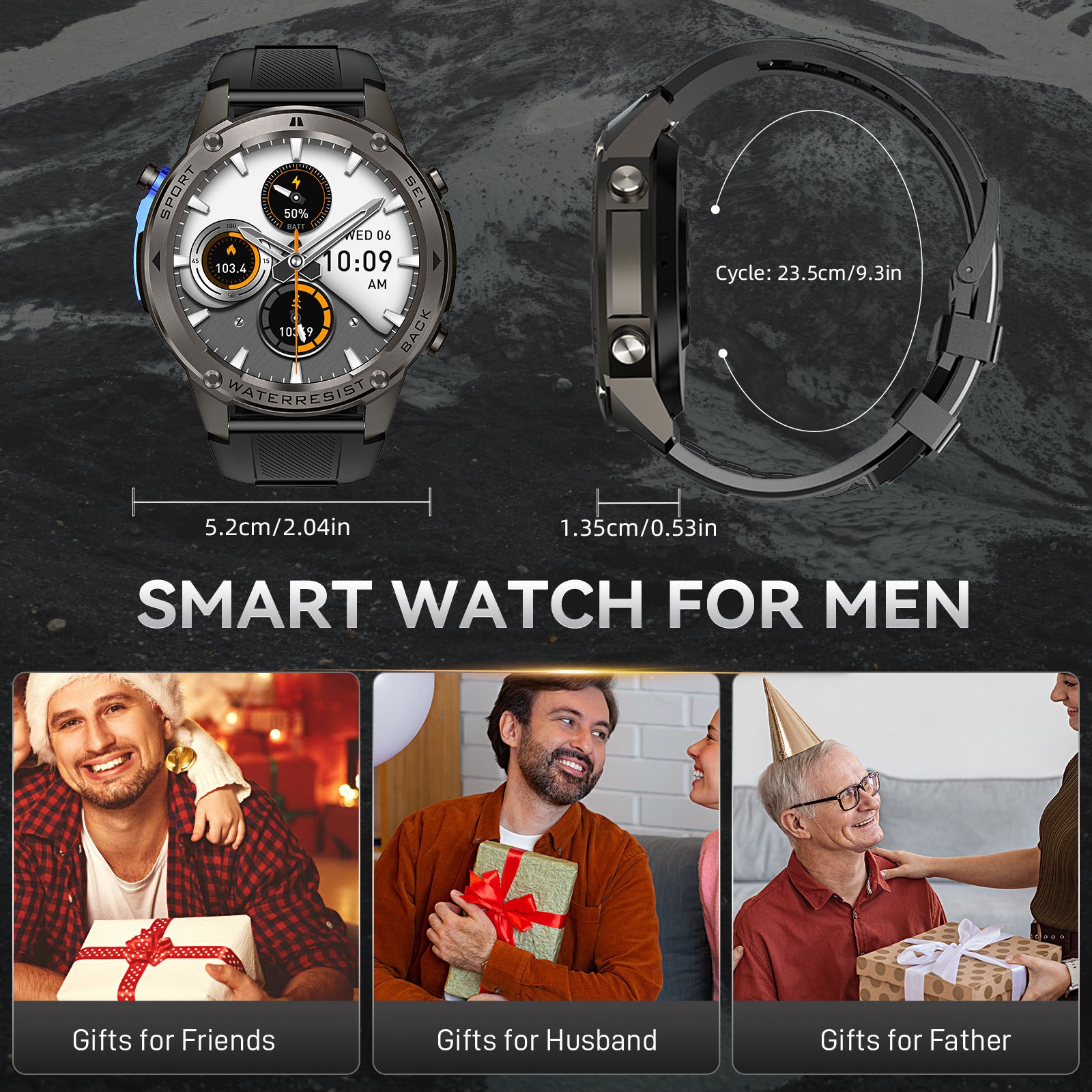 Military Smart Watch For Men(Call Receive/Dial)Rugged Fitness Tracker Waterproof
