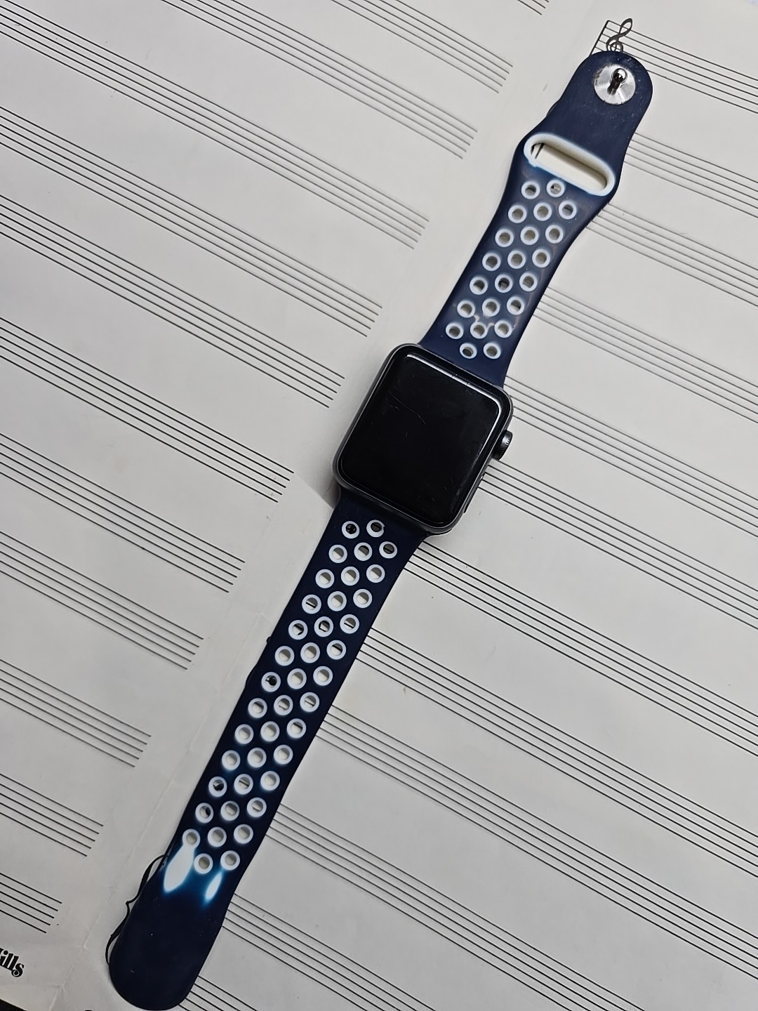 Apple Watch Series 3 Working 38 mm Gray Aluminum Case with Blue Silicone Band…