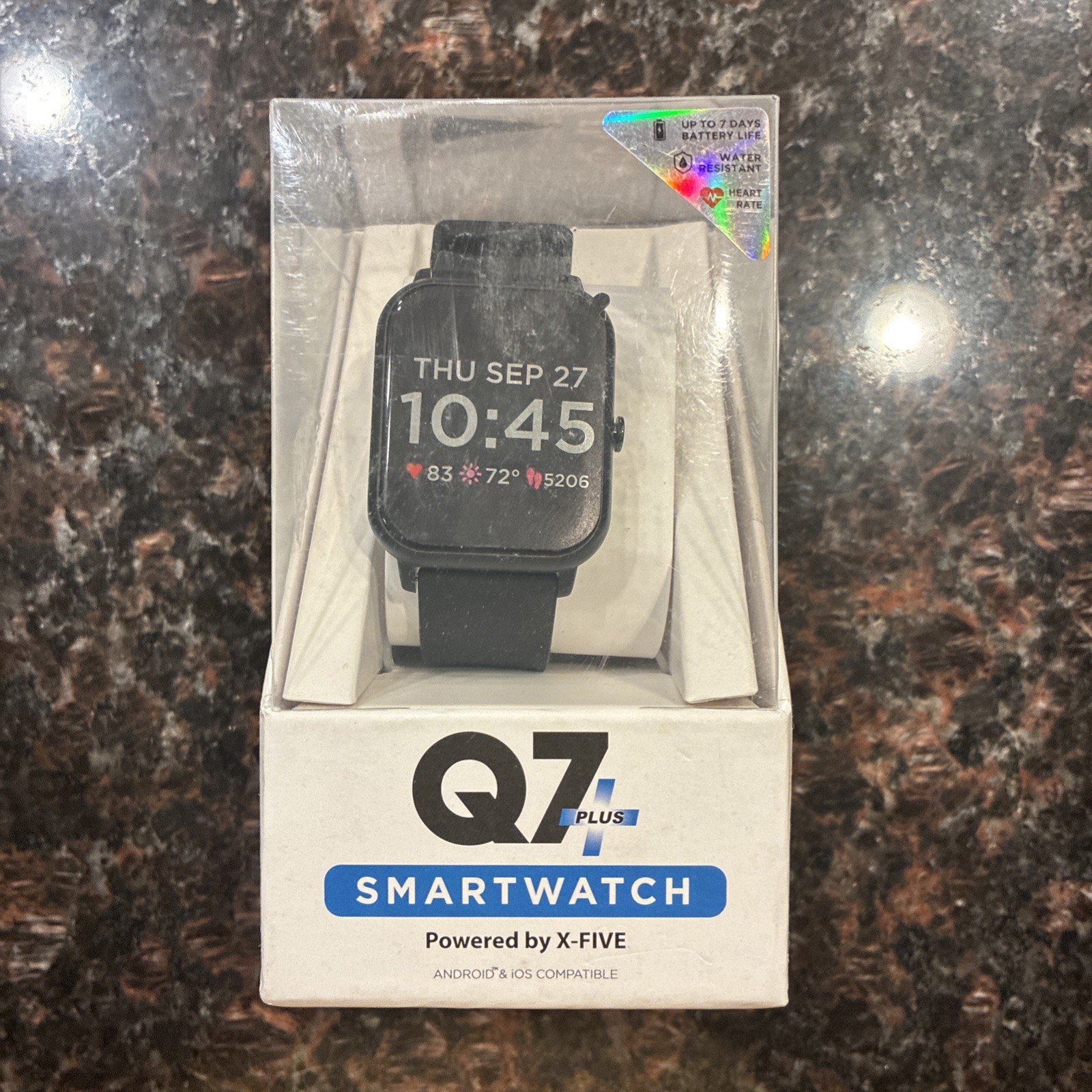 Q7 Plus Unisex Adult Fitness Tracker Smartwatch, 33mm Black *Open Box But Unused