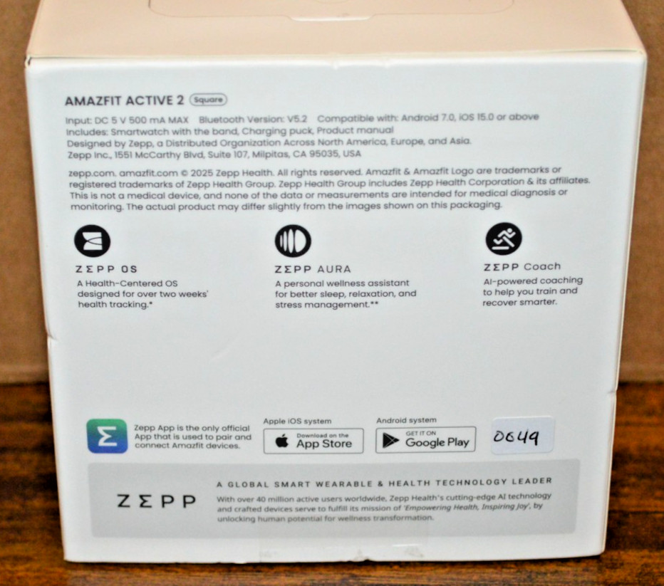 Brand New AMAZFIT ACTIVE 2 Premium Version Square Smartwatch – Black Leather