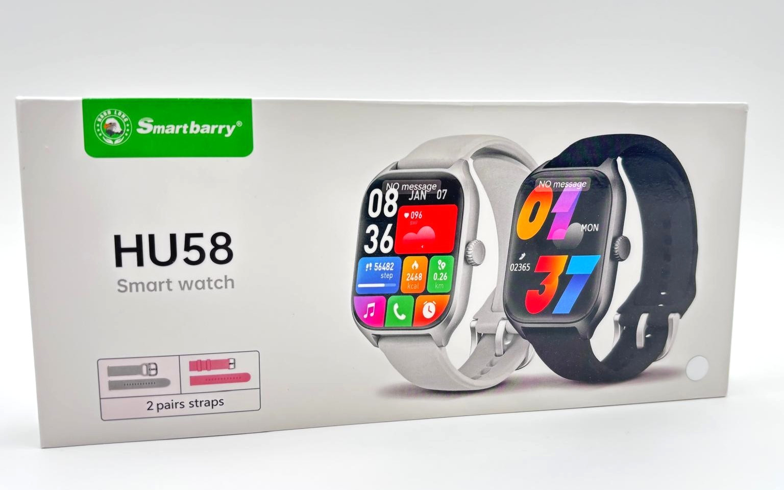 Smart Watch Smartberry HU58 Bluetooth Touchscreen Silver with 2 Wrist Bands New