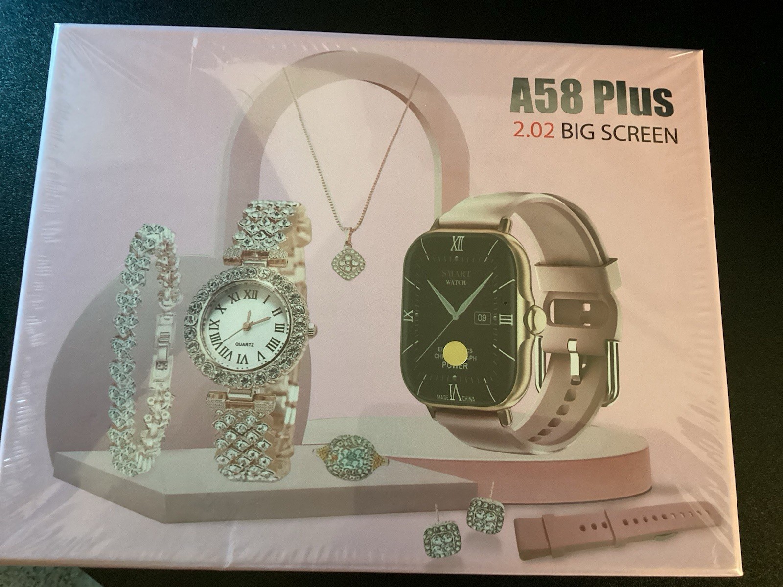 A58 Plus Smart Watch Combo Gift Set Women Fitness Tracker Quartz Health