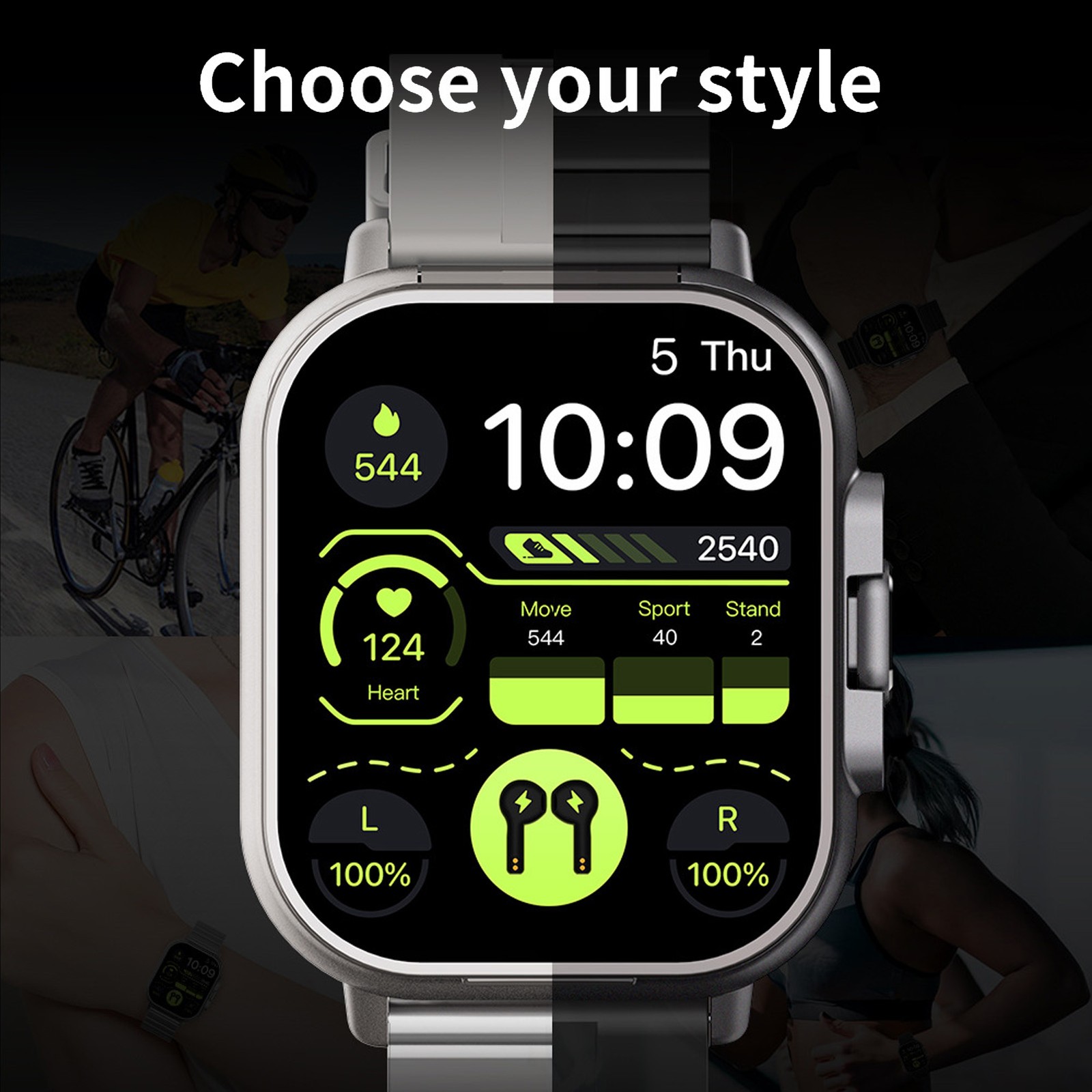 2 In 1 Smart Watch With Earbuds HD Touch Screen Bluetooth Call For IOS