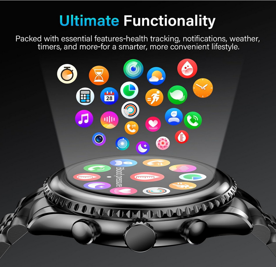 2026 Rotating Bezel Smart Watch for Men with Bluetooth Call, Heart Rate, Blood P