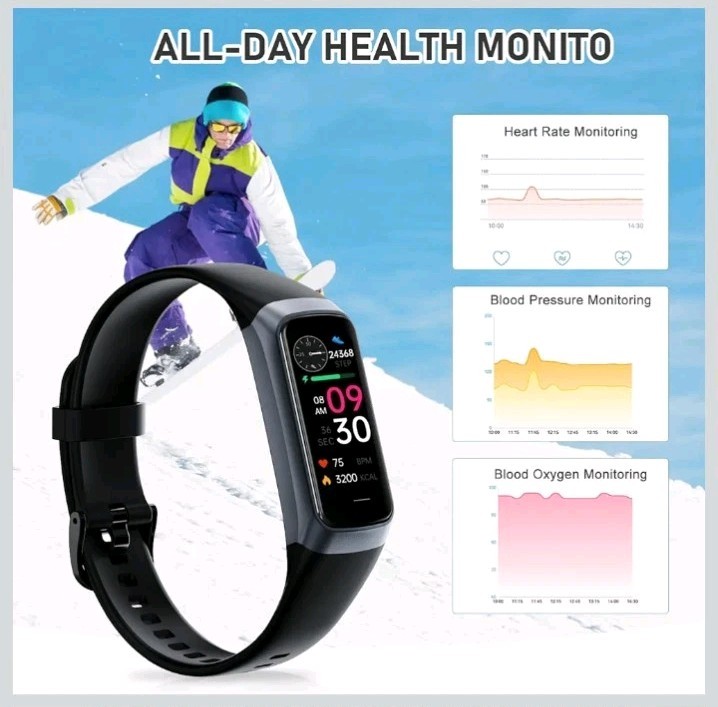 Fitness Smart Watch Tracker Heart Rate For Women Men Blood Oxygen Monitor