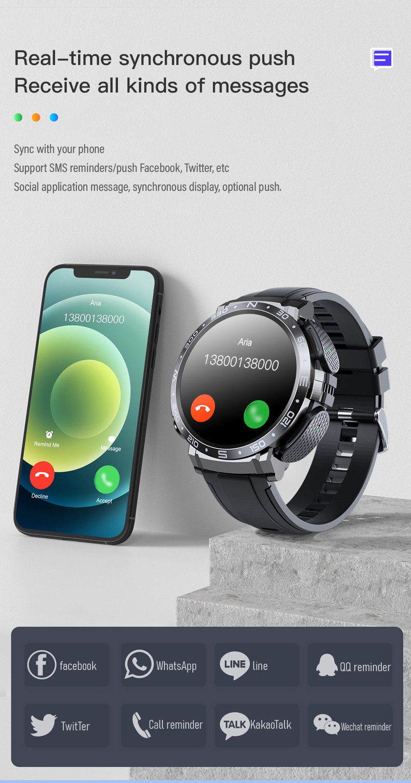 Smart Watch For Men/Women Waterproof Smartwatch Bluetooth Headsets Bracelet