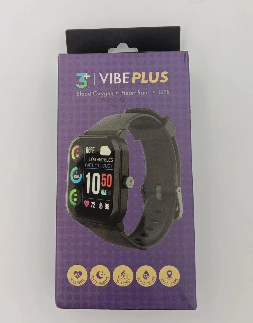 3 Plus Vibe Plus Smart Watch GPS Heart Rate Blood Oxygen Sleep Monitor