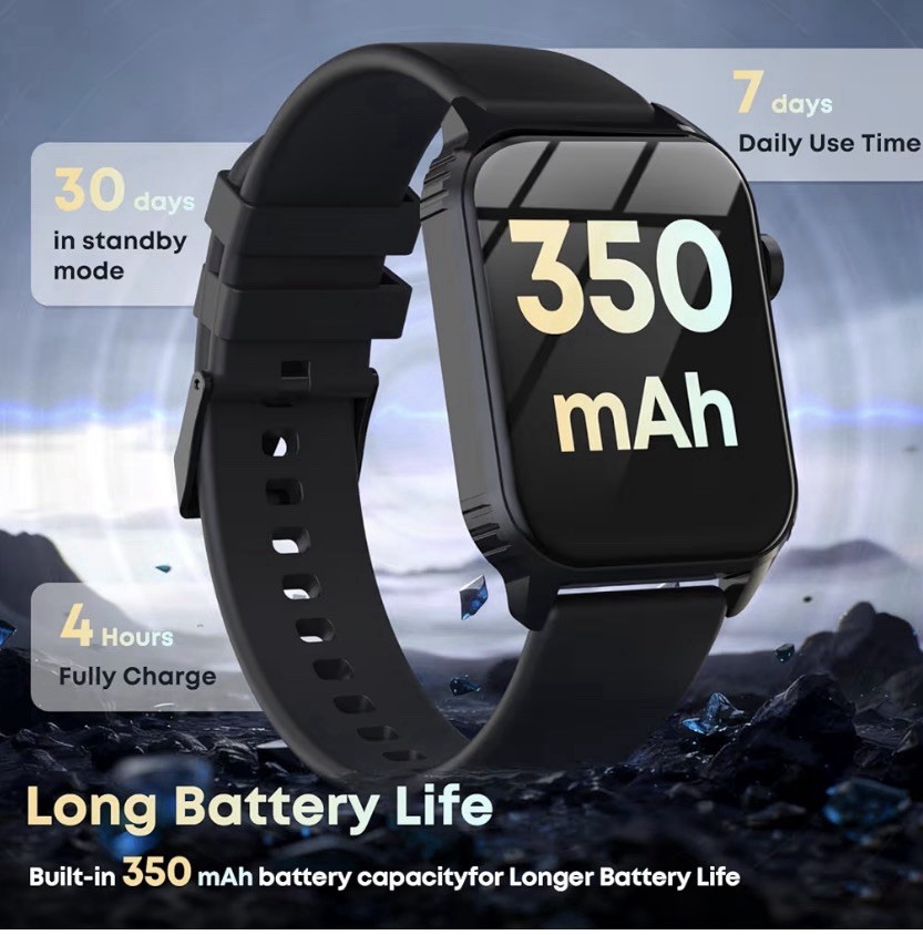 TK29 Smart Watch 1.83in HD Touchscreen Bluetooth Fitness Water-Resistant Black