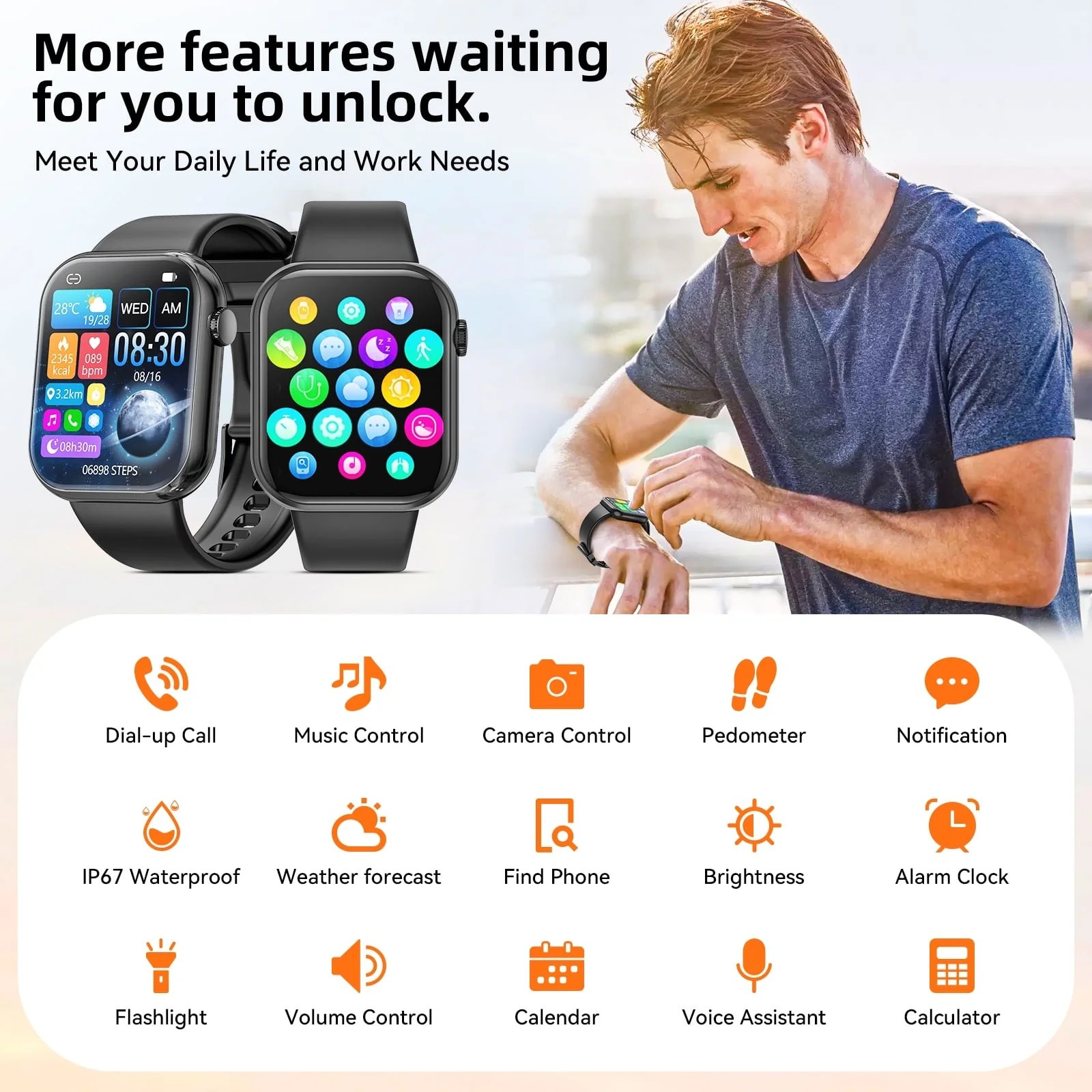 Mingdaln 1.85″ HD Men Women’s Smart watch – Answer Make Calls – 10 Days Standby