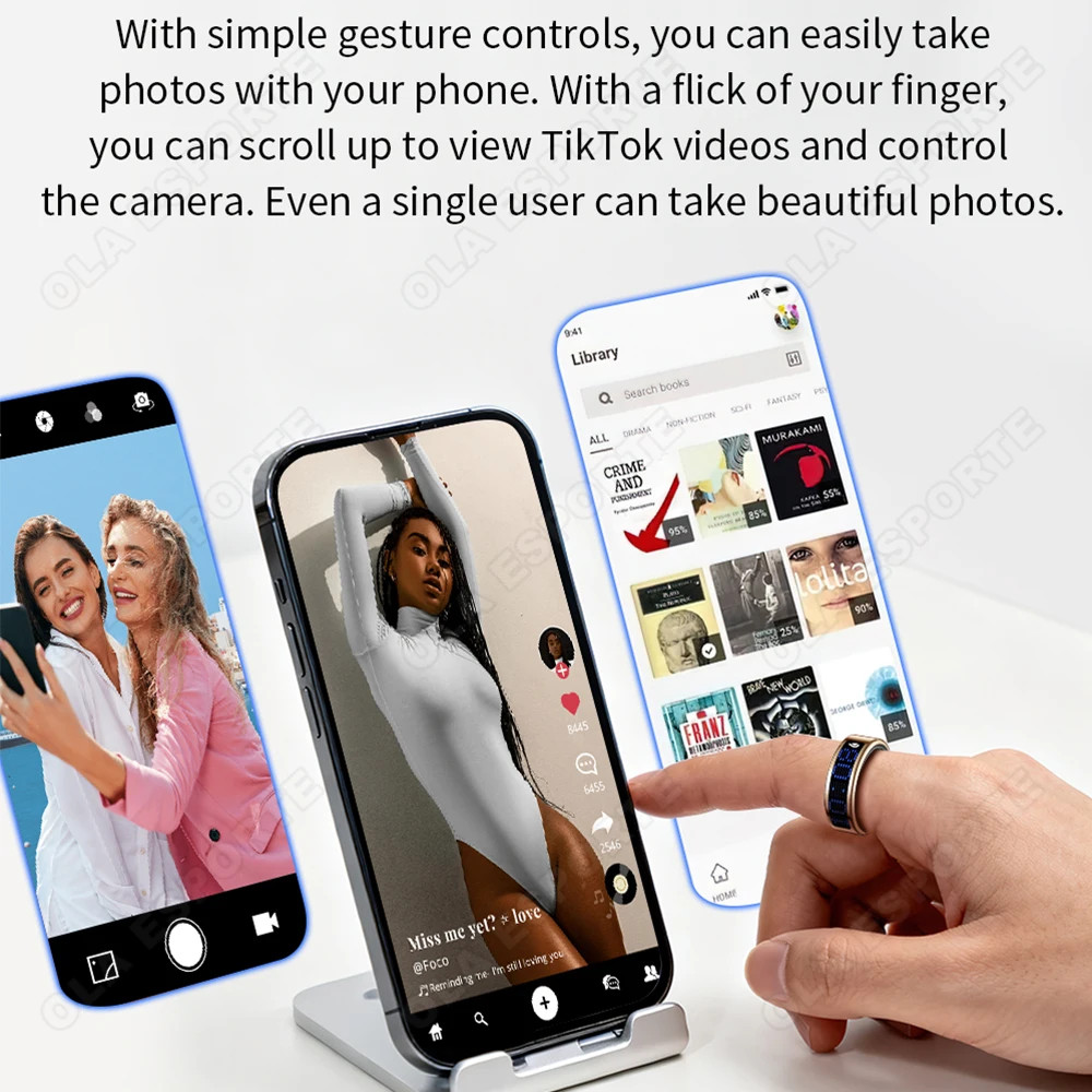 Display Screen Smart Ring Bluetooth Connection Heart Rate Sleep Monitoring Multi