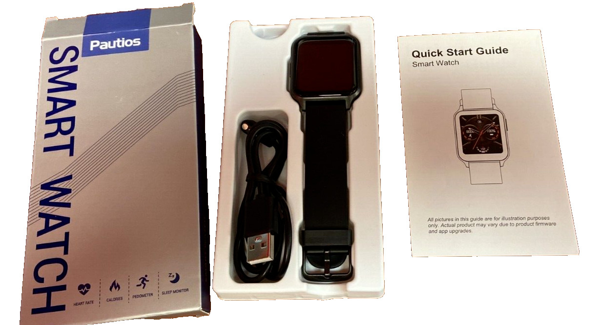 Unisex Smart Watch Fitness Features 42Mm Full Touch Screen Waterproof Black