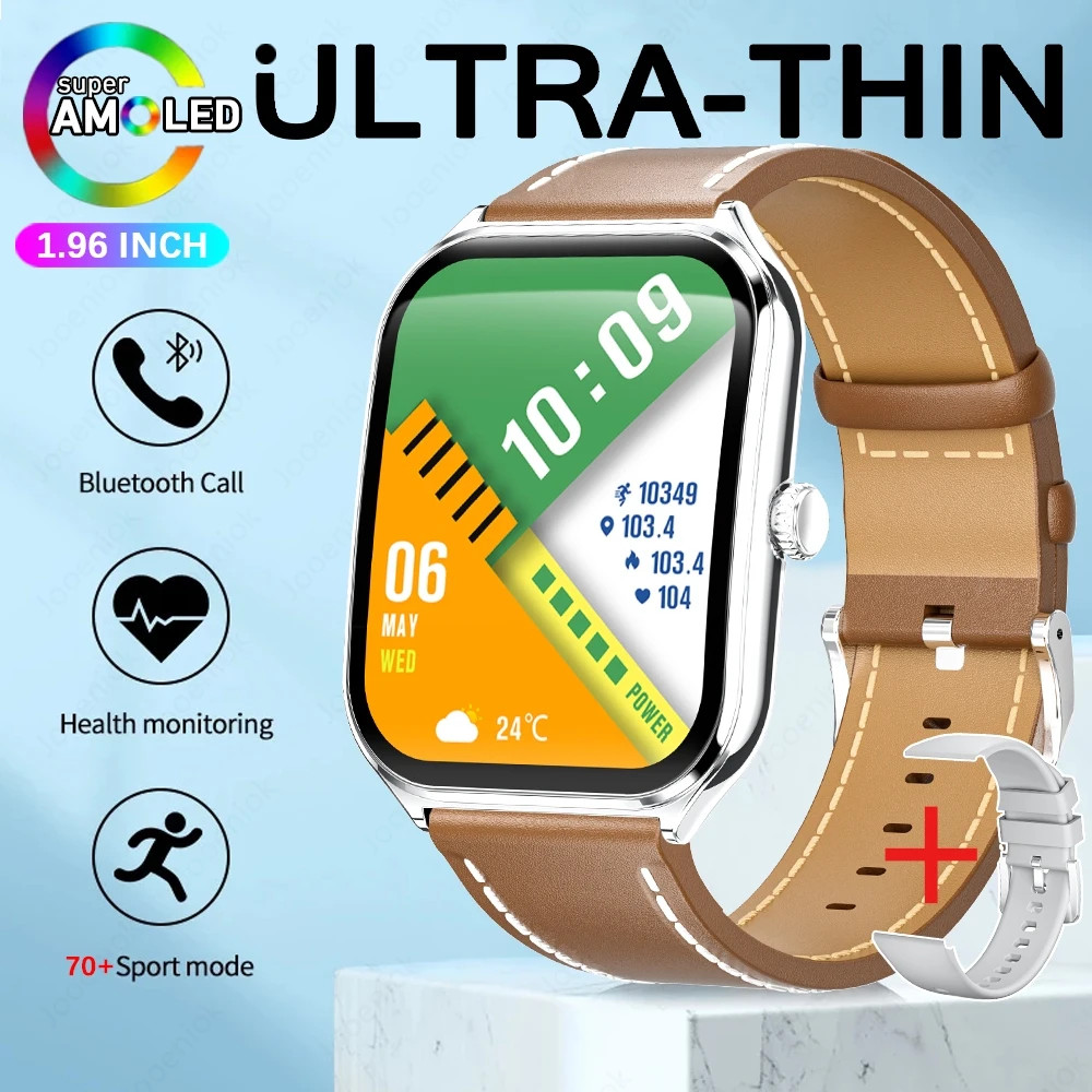 2025 New 7.5MM Ultra Thin Smart Watch Men 1.96″AMOLED Screen Always Show Time