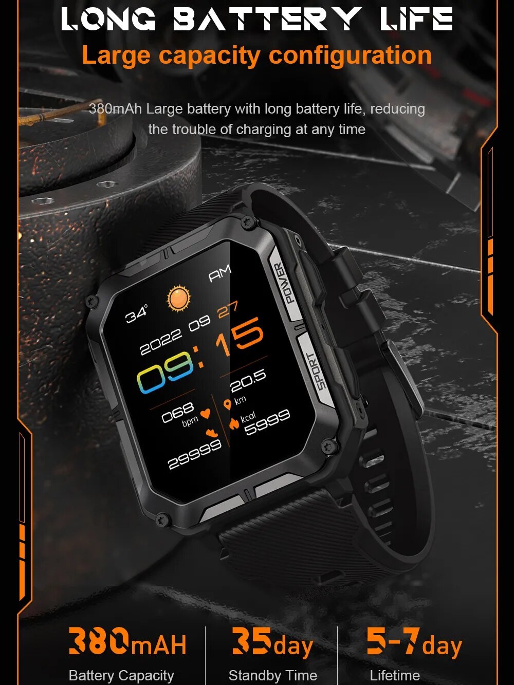Blackview C20PRO 1.83 Inch BT Call Smart Watch Men IP68 Waterproof Sports