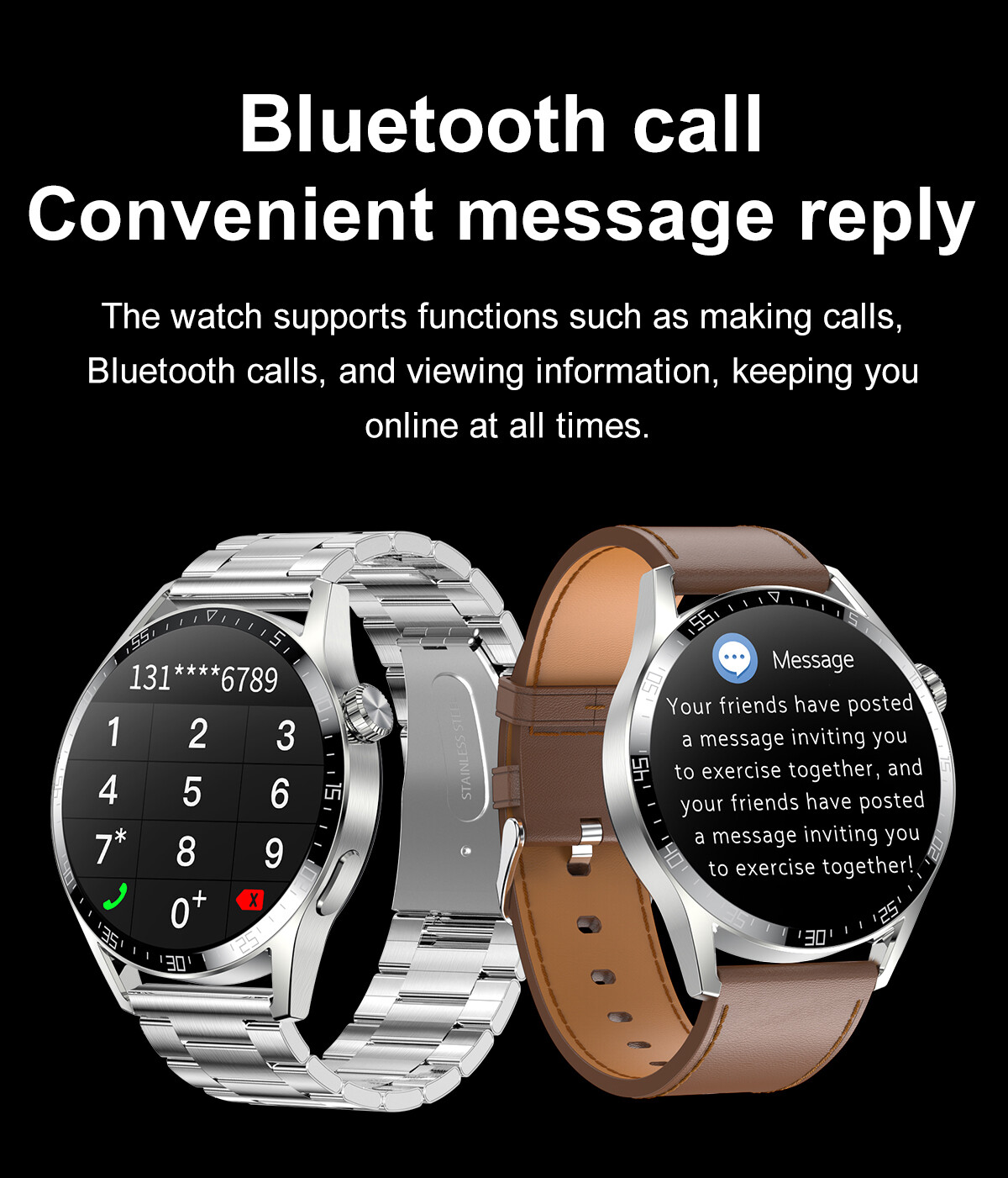 Smart Watch Bluetooth Call Wristwatch Sport Fitness Tracker Touchscreen Bracelet