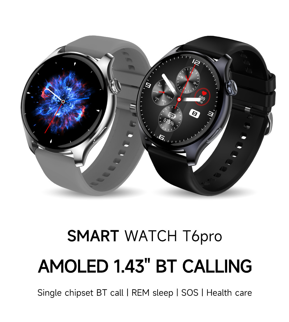 Medicoswatch T6PRO 1.43inch Amoled HD Screen Phone Calling Ladies Smart Watch