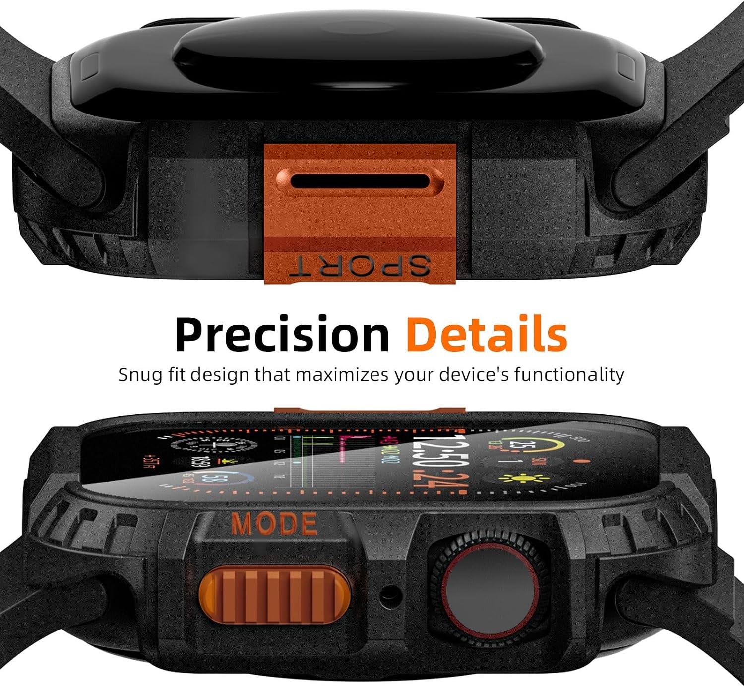 2 Pack Rugged Case for Apple Watch Series 9 45mm with Tempered Glass Protector