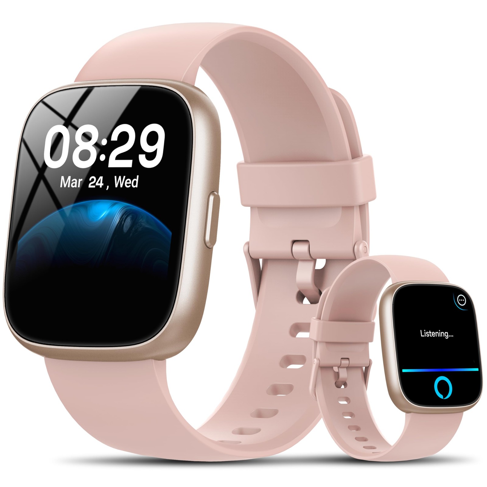 Smart Watch with Alexa Built-in, 1.83″ HD Touchscreen Fitness Tracker with Bl…