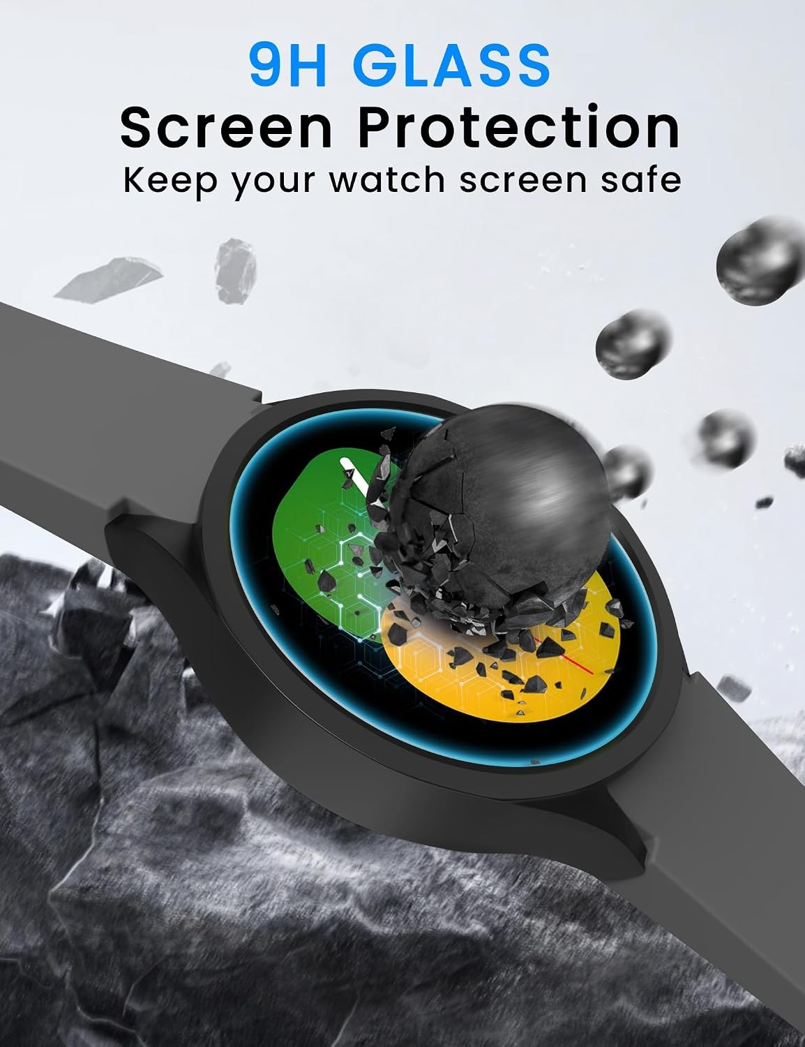 6+6 Pack Anti-Fog Tempered Glass Case For Samsung Galaxy Watch 5 40mm / 4 40mm