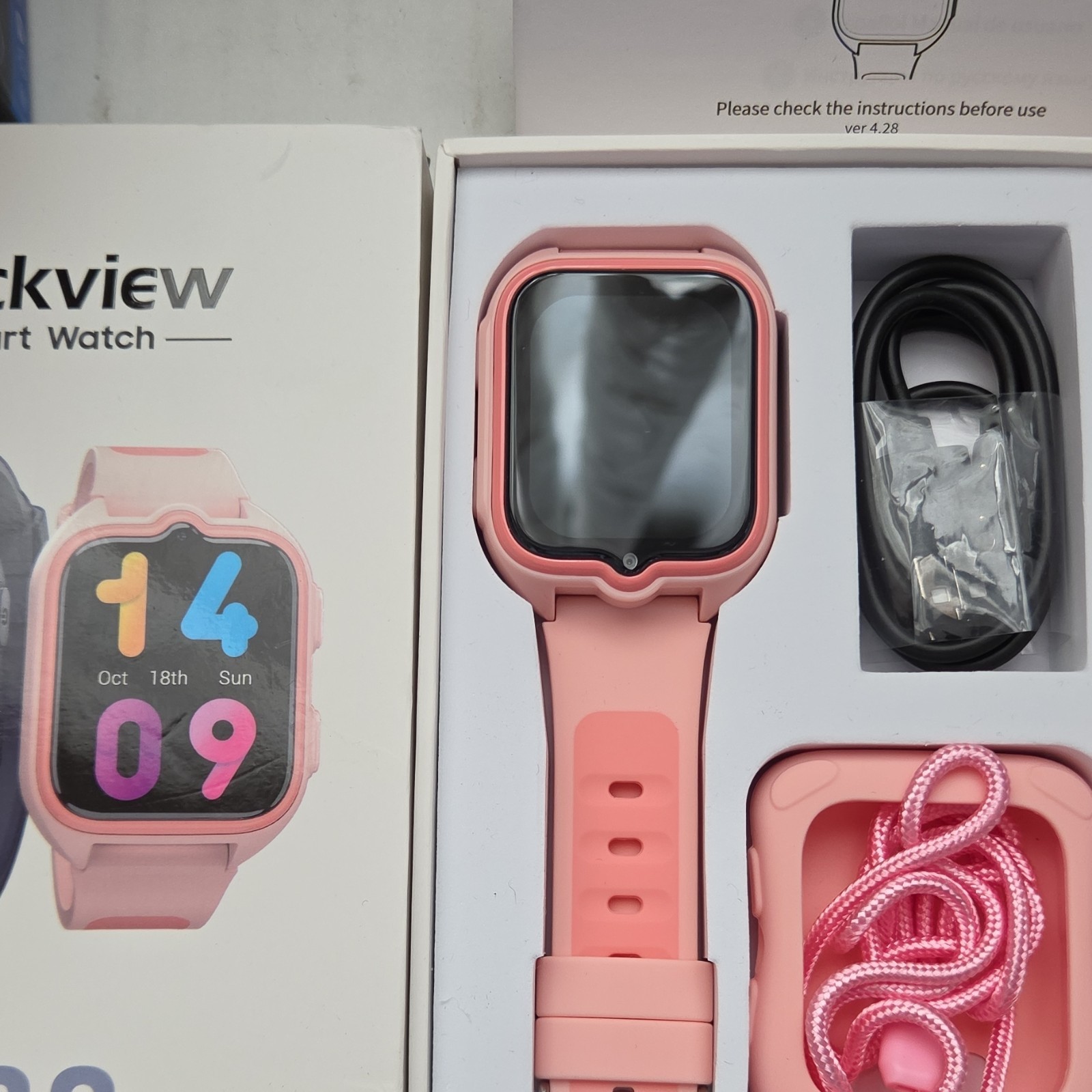 Blackview Smart Watch Touchscreen Bluetooth iOS/Android Pink Silicone Band 24mm
