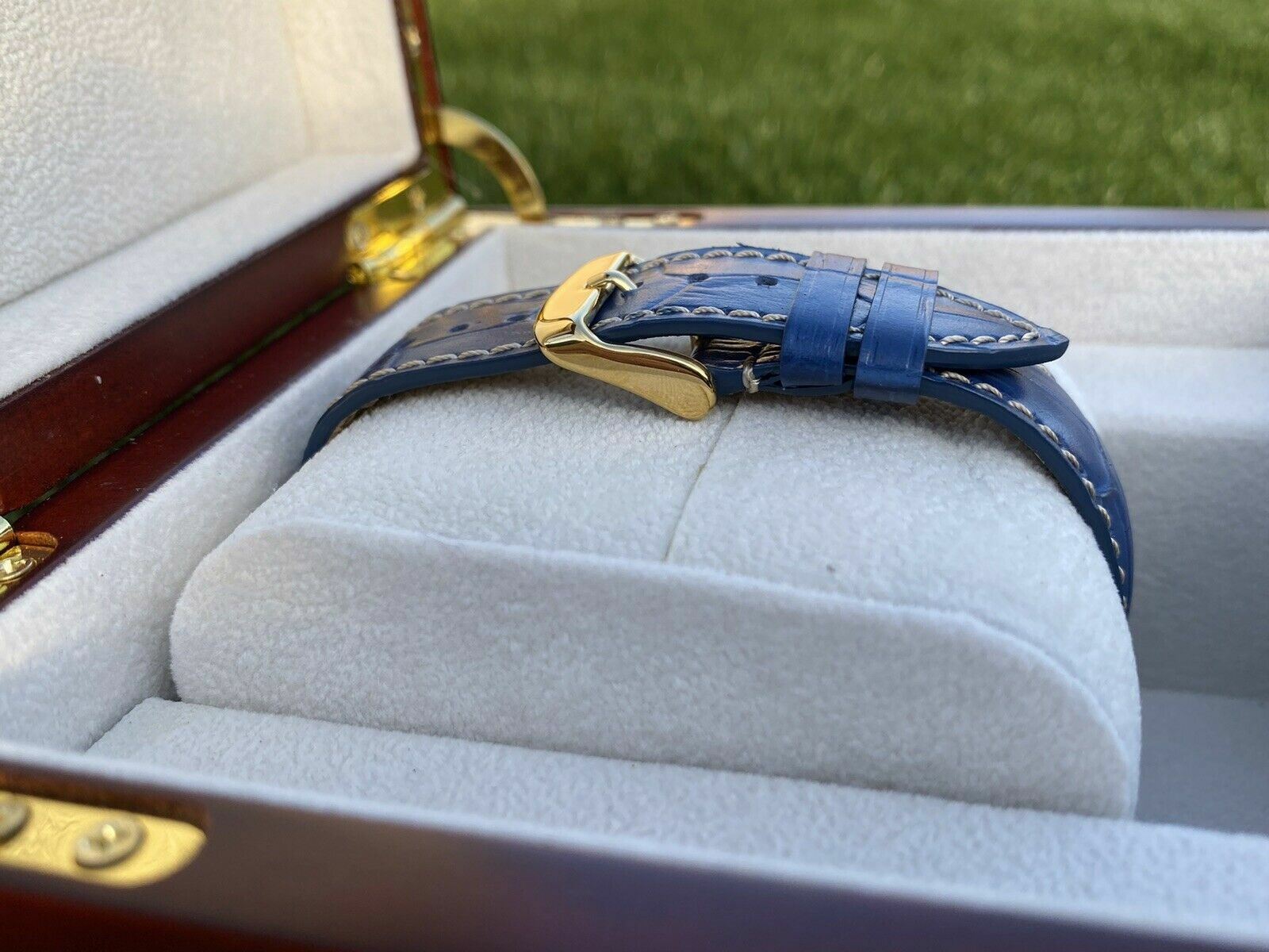 24K Gold Plated 44MM Apple Watch SERIES 6 Stainless Steel Blue Band GPS LTE O2