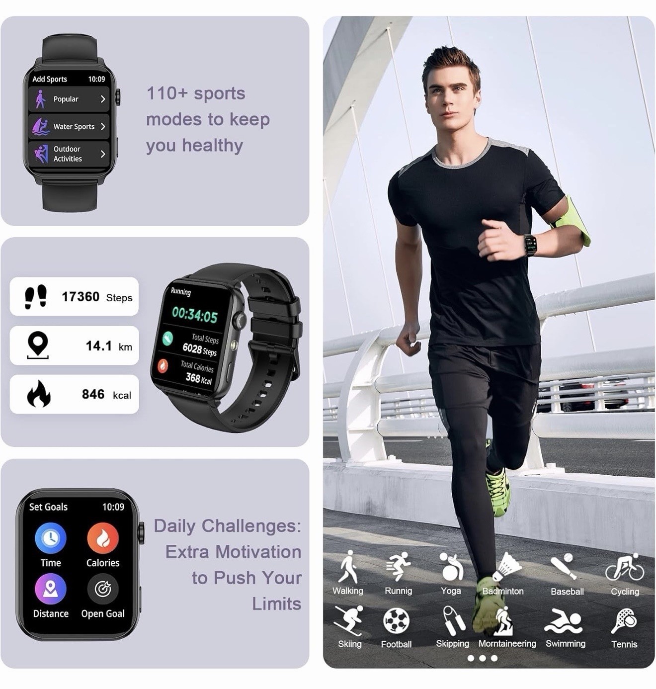 Men’s Smartwatch: 1.91″ AMOLED, LED flashlight, 7-day battery, 120+ sports, IP68
