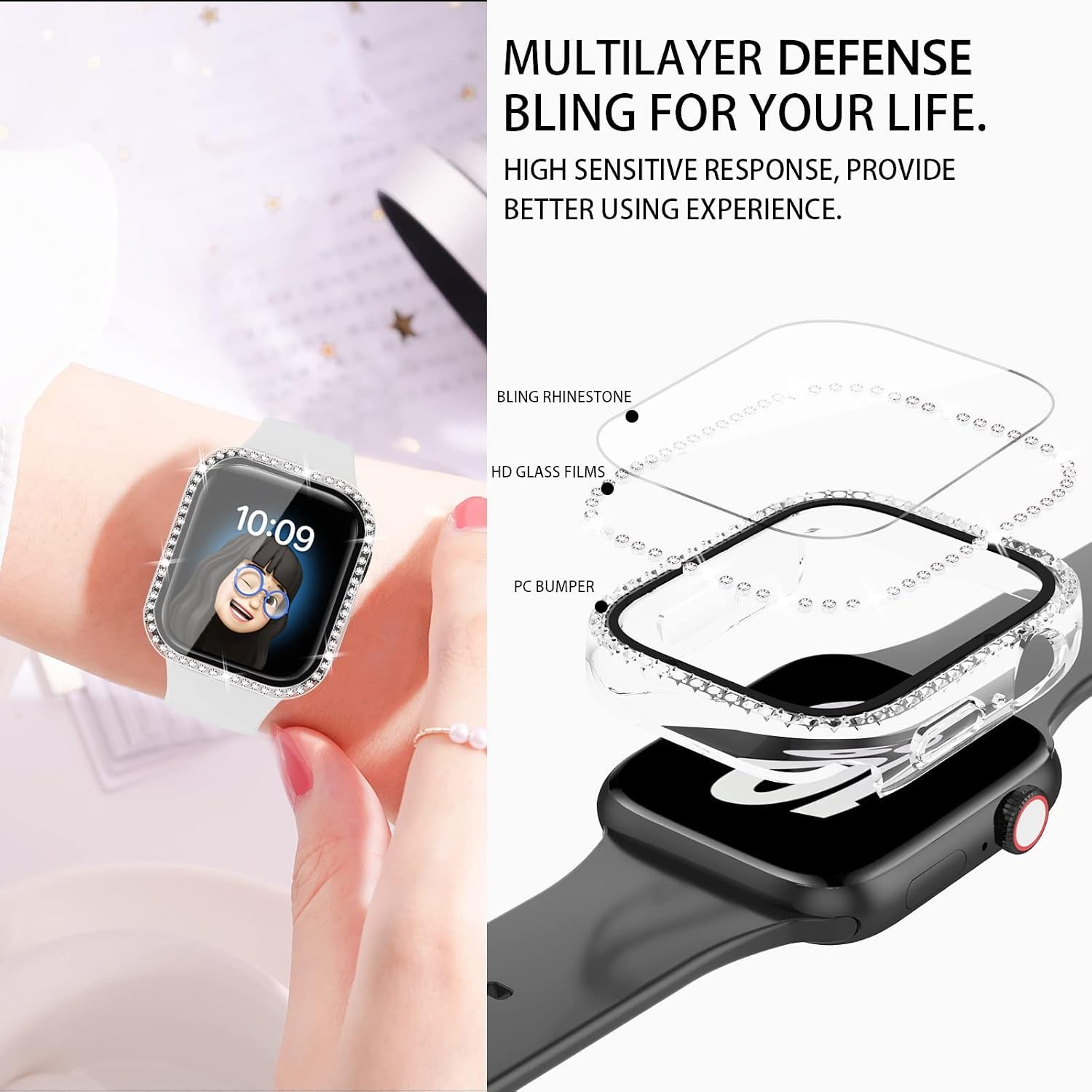 4 Pack Glitter Case for Apple Watch SE 3/SE 2/SE/6/5/4 40mm Scratch Resistant