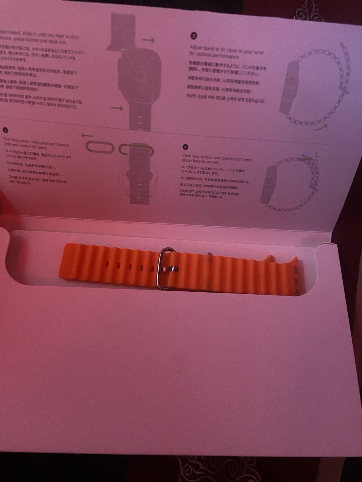 Apple Watch Ultra 49mm Titanium Silver GPS 32GB Unlocked Orange Silicone Band