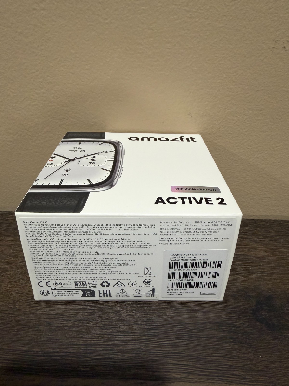 AMAZFIT ACTIVE 2 PREMIUM SMART WATCH SQUARE 10 DAY BATTERY SAPPHIRE GLASS NEW