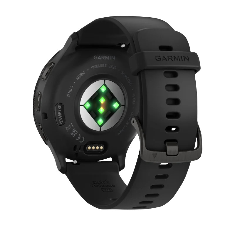 Garmin Venu 3, 45mm Slate Stainless Steel with Silicone Band (010-02784-01)