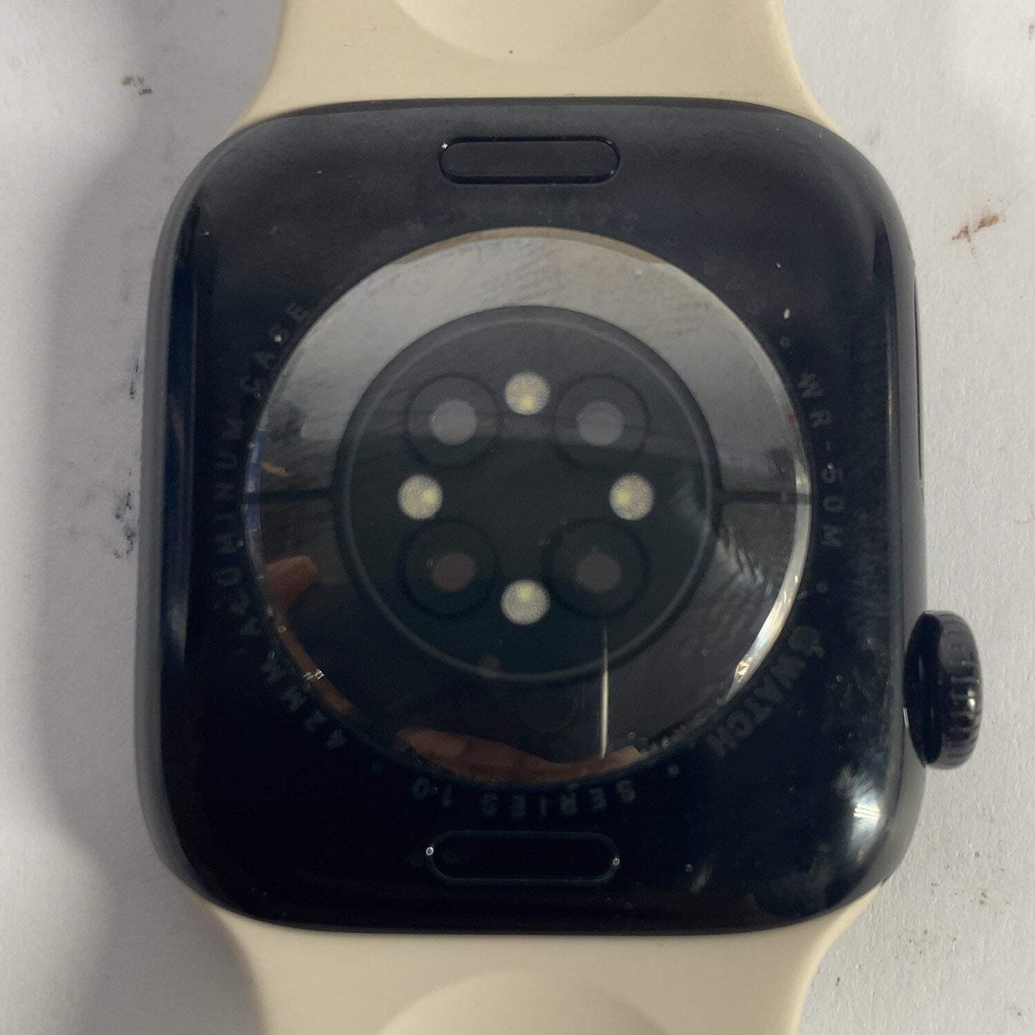 GPS Only Apple Watch Series 10 42MM Black Aluminum White Sport Band MWWE3LW/A