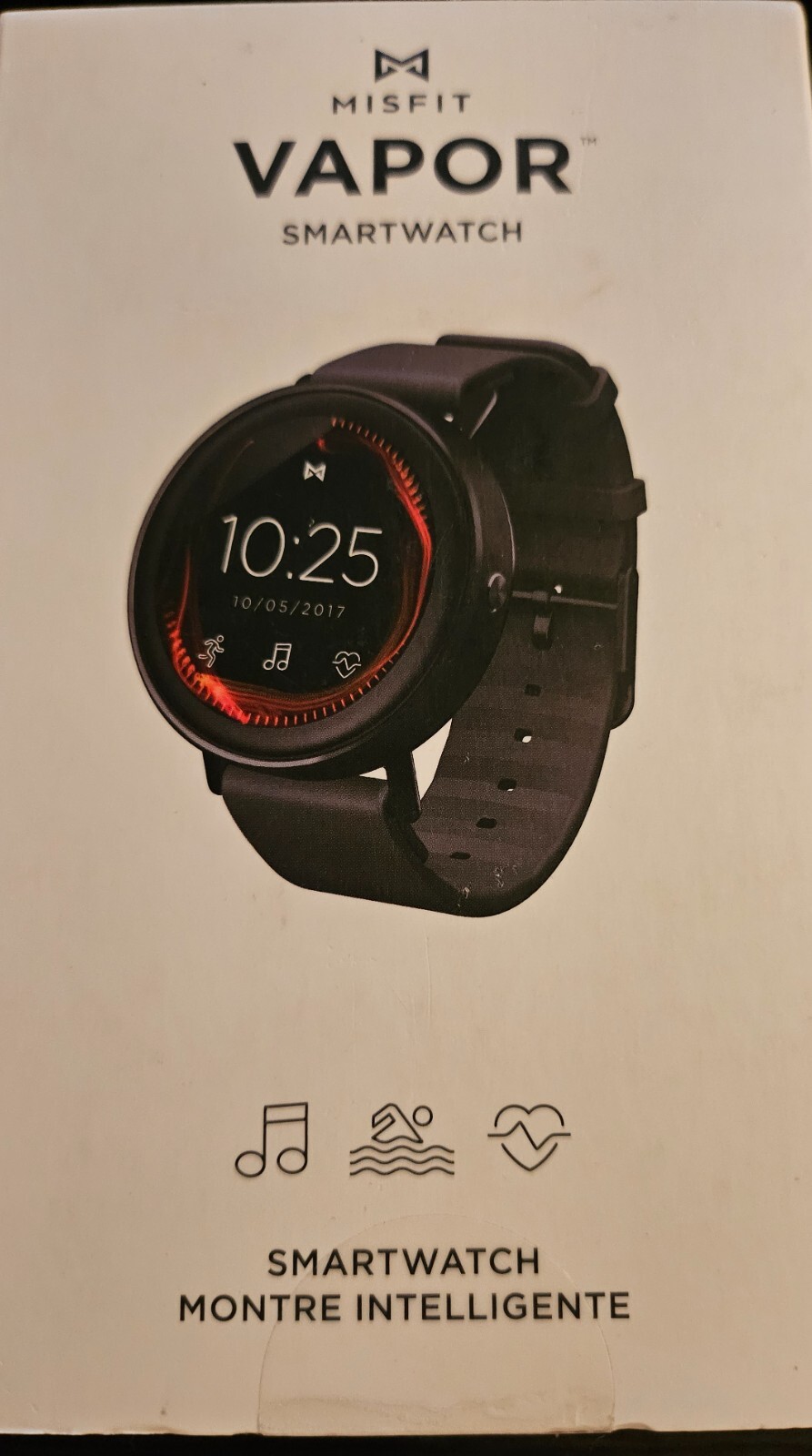 Misfit Vapor MIS7000 50m Jet Black Case w/ Black Sport Strap Smartwatch (I)
