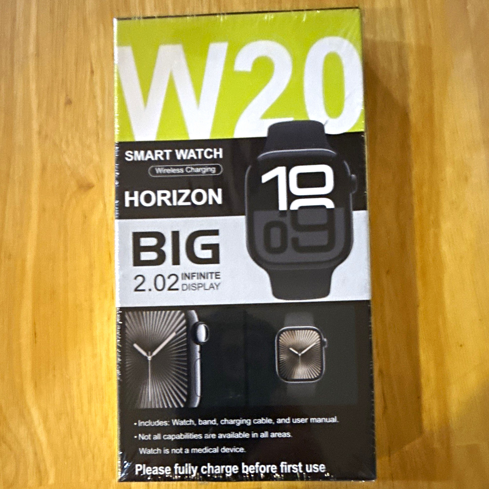 Horizon W20 Smart Watch 2.02in Display Black Silicone Band Wireless Charging