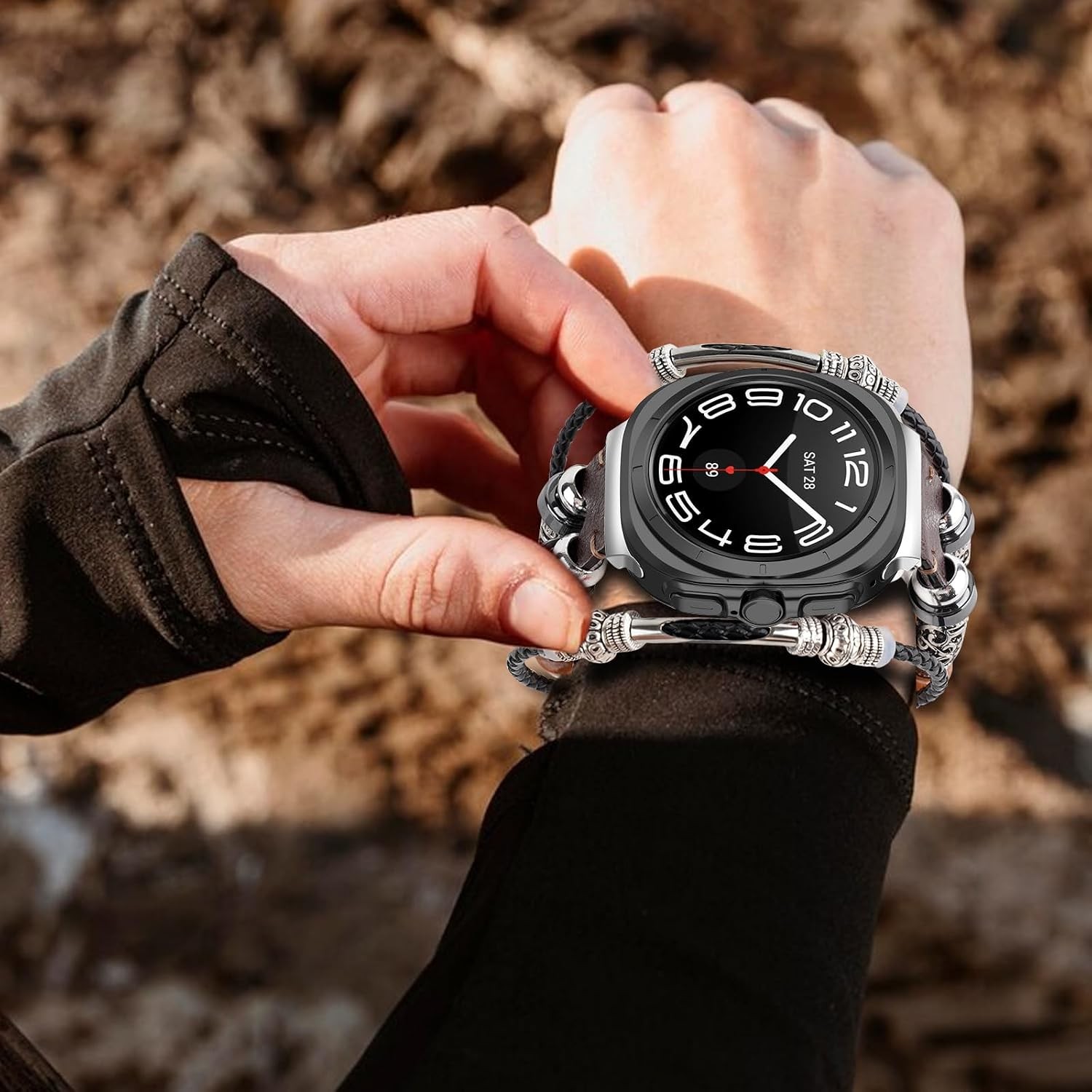 Case For Samsung Galaxy Watch Ultra 47mm Leather Retro Strap for Men & Women