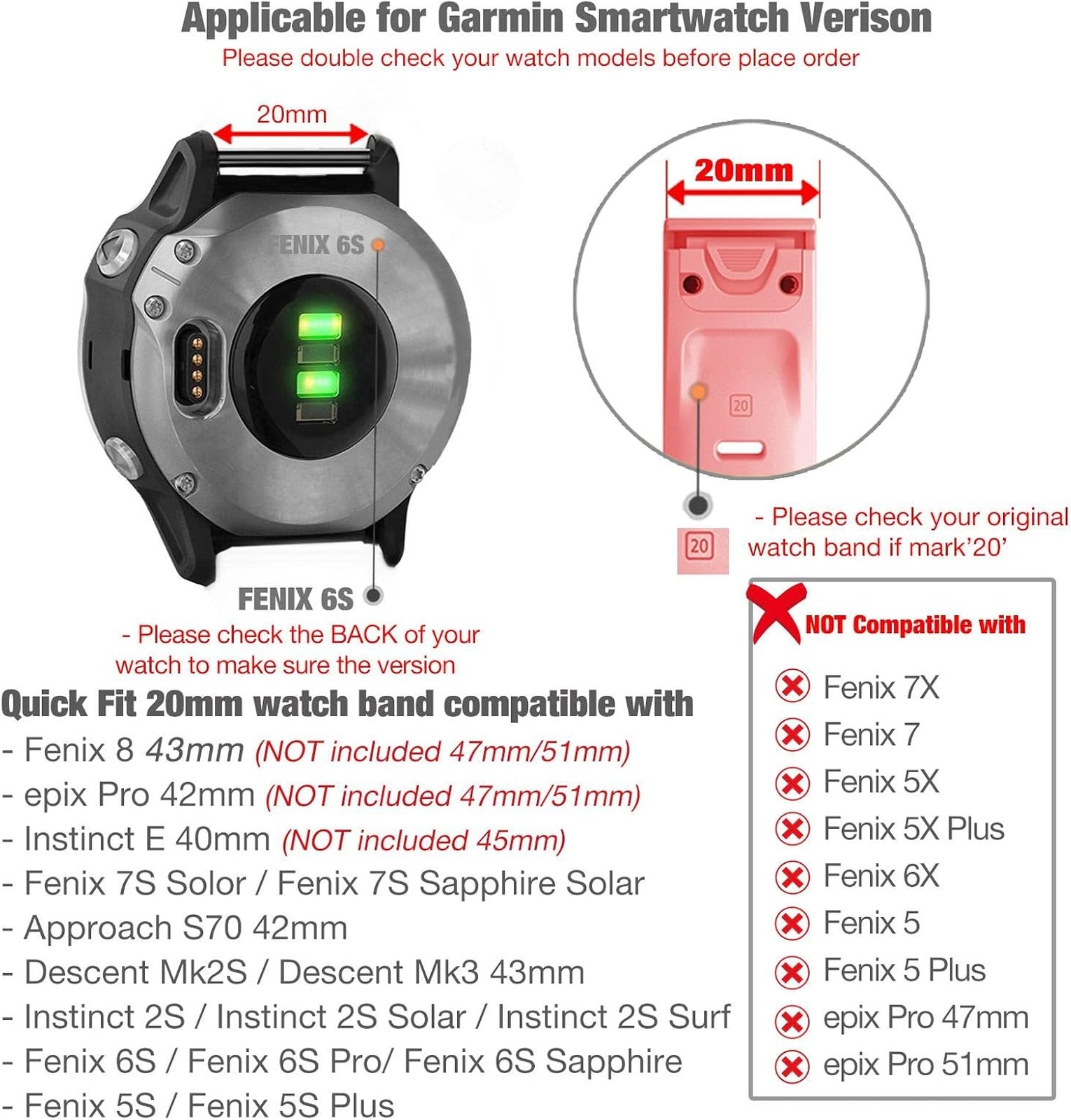 Quick Dry Watch Band 20mm Nylon Sport Strap for Garmin Fenix Epix Instinct 40mm