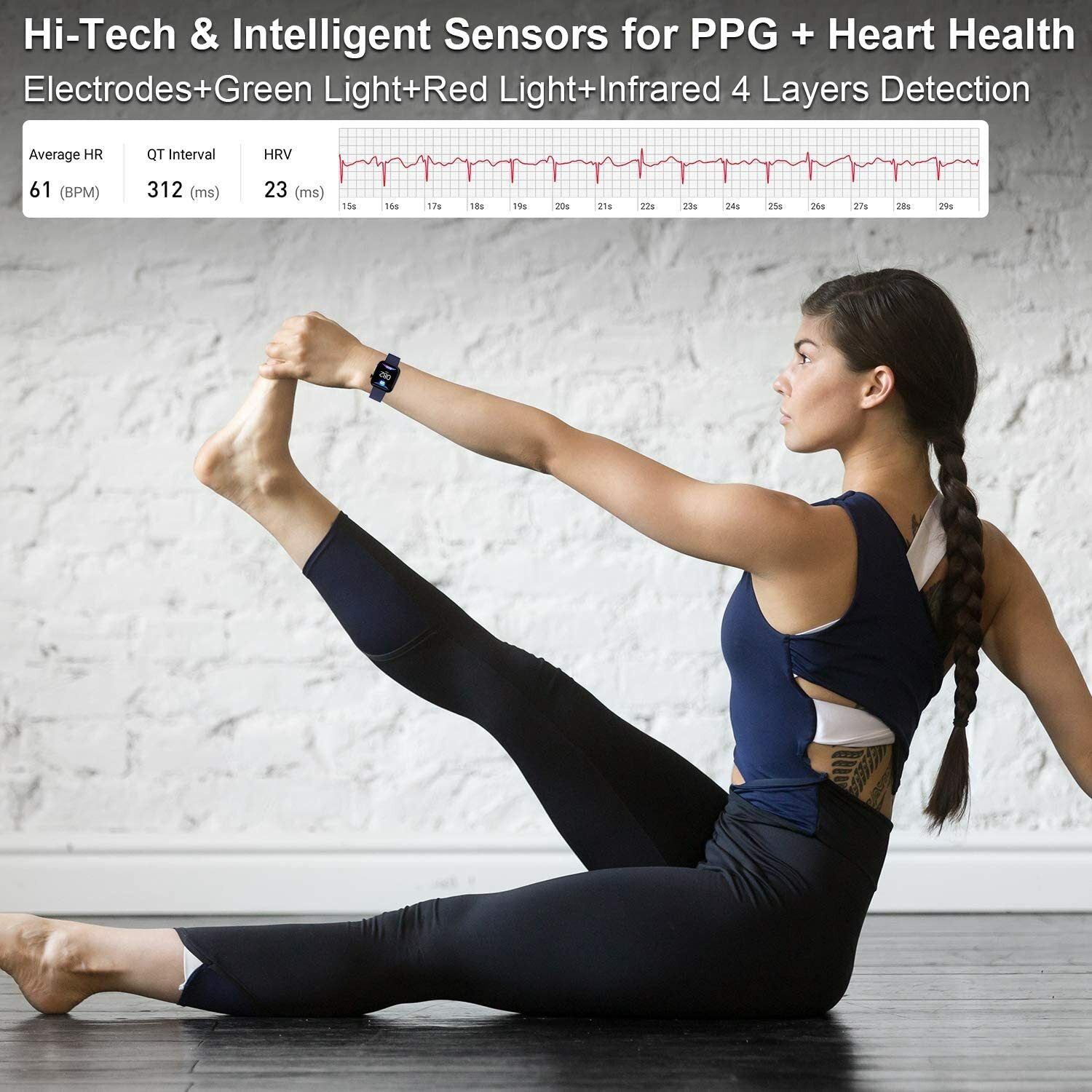 Smart Watch HRV Activity Tracker Blood Oxygen Meter Heart Rate Blood Pressure Mo