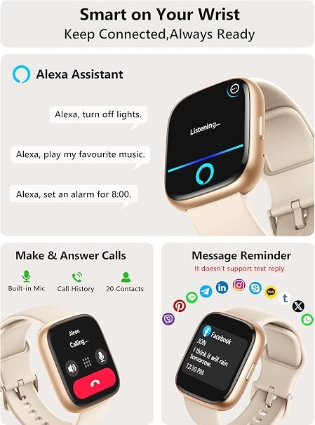 Upgrade Smart Watch 2026 Alexa Built in 1.83 Inch 2 Bands