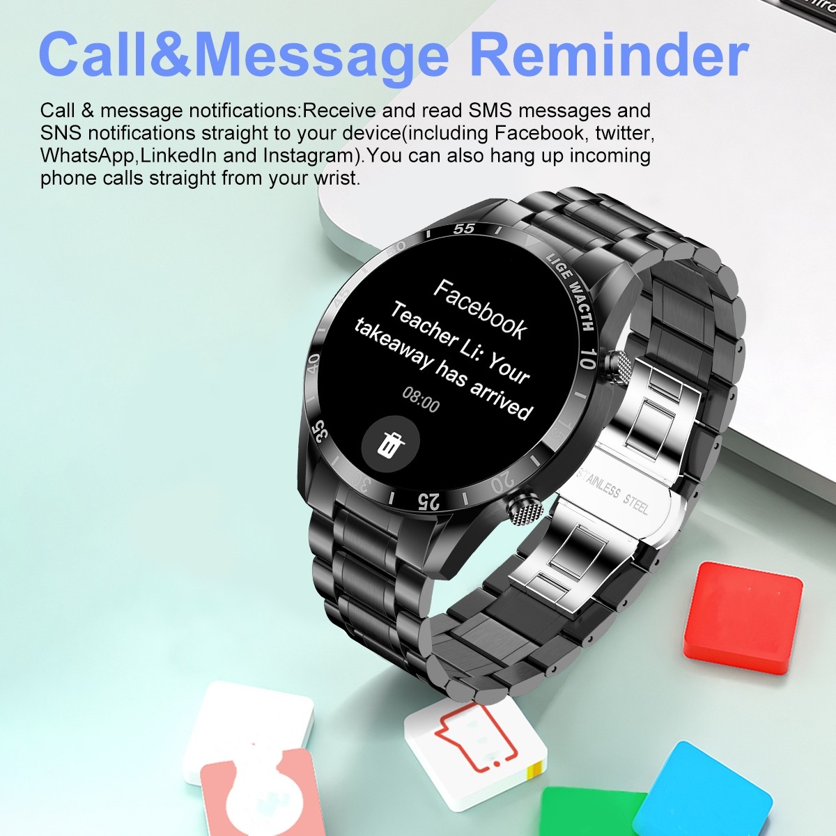 Smart Watch for Men Bluetooth Call Rugged Fitness Tracker Heart Rate Waterproof