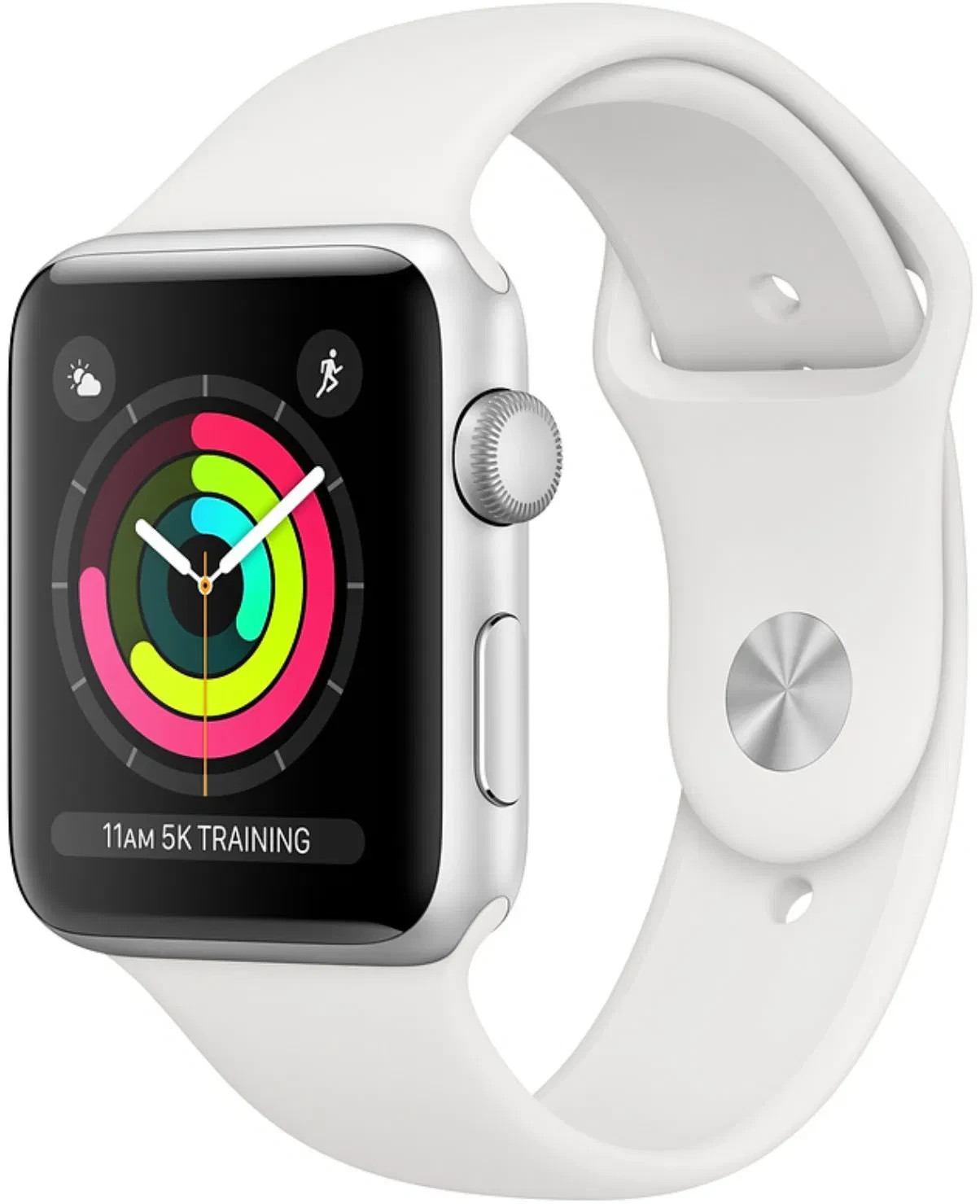 Apple Watch Series 3 GPS 42mm Silver Aluminum Case White Sport Band – MTF22LL/A