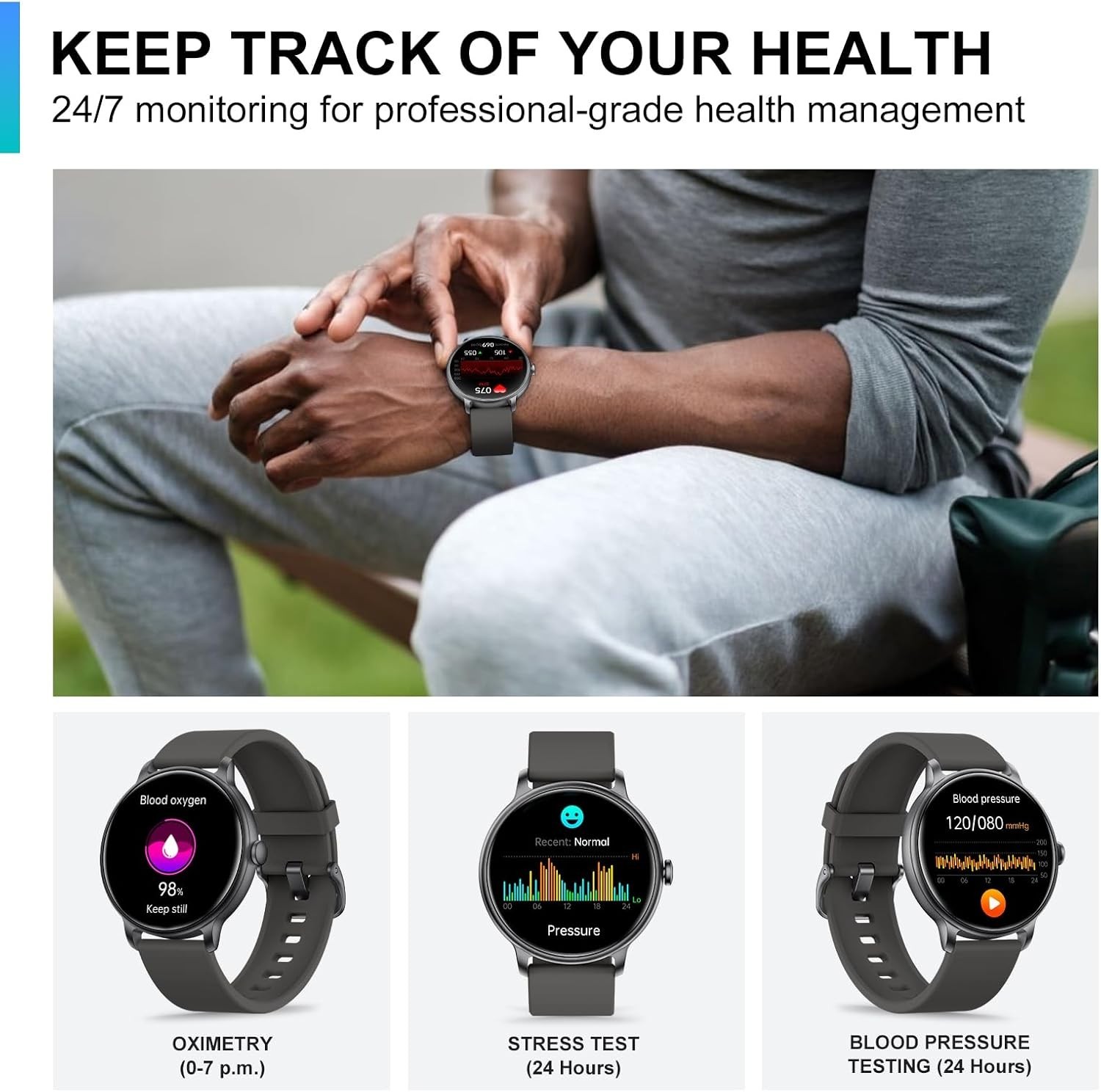 Smart Watch 1.43″ AMOLED Bluetooth Call Fitness Tracker IP68 Android iOS