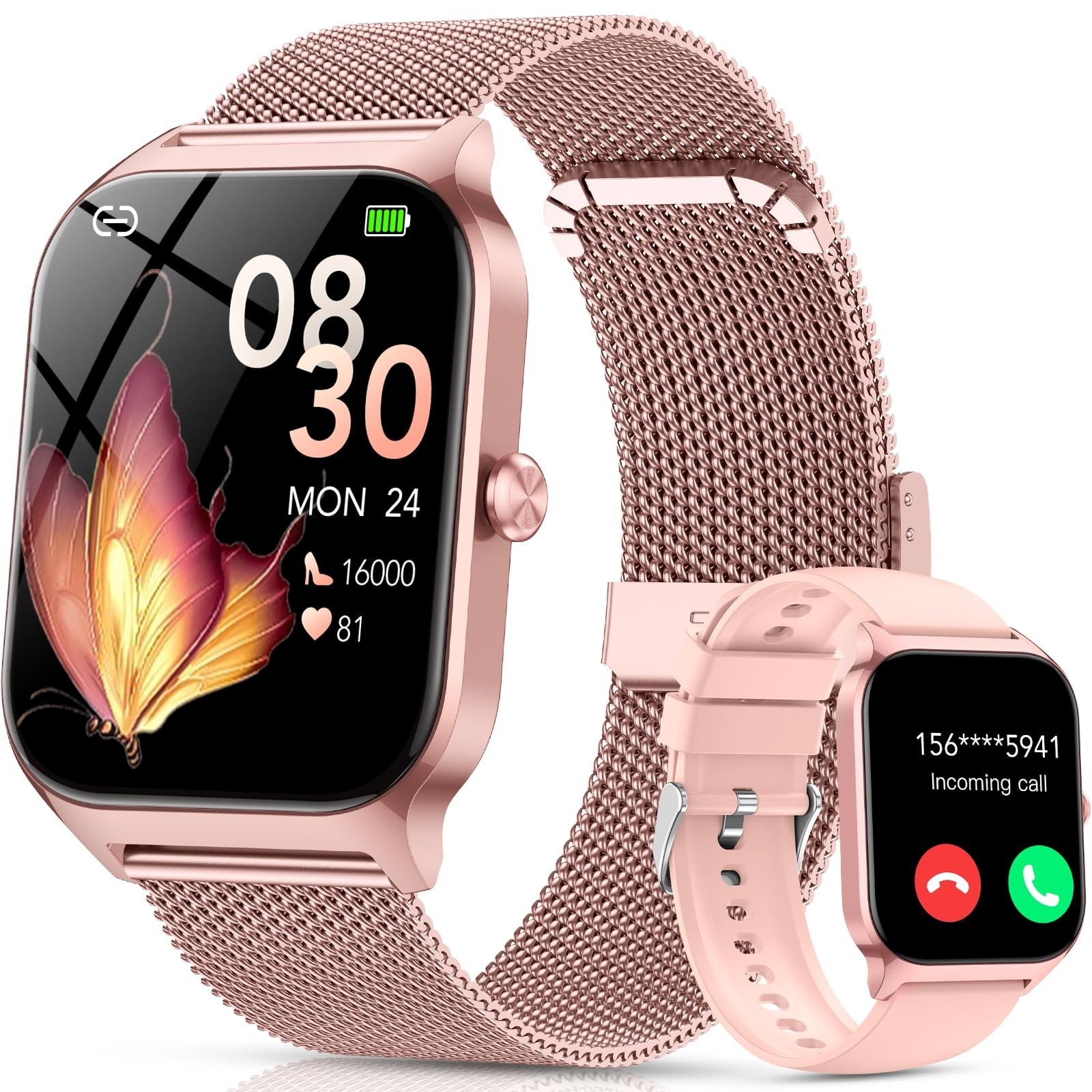 Stylish Smart Watch for Women, 1.85″ HD Display, Call/AI Voice, Fitness Tracker,