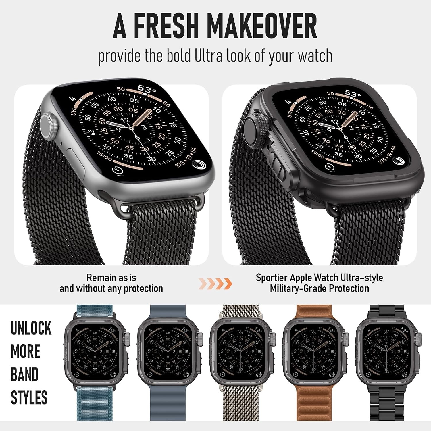 Metal Case for Apple Watch Series 11/10 46mm Rugged Protective Bumper metal