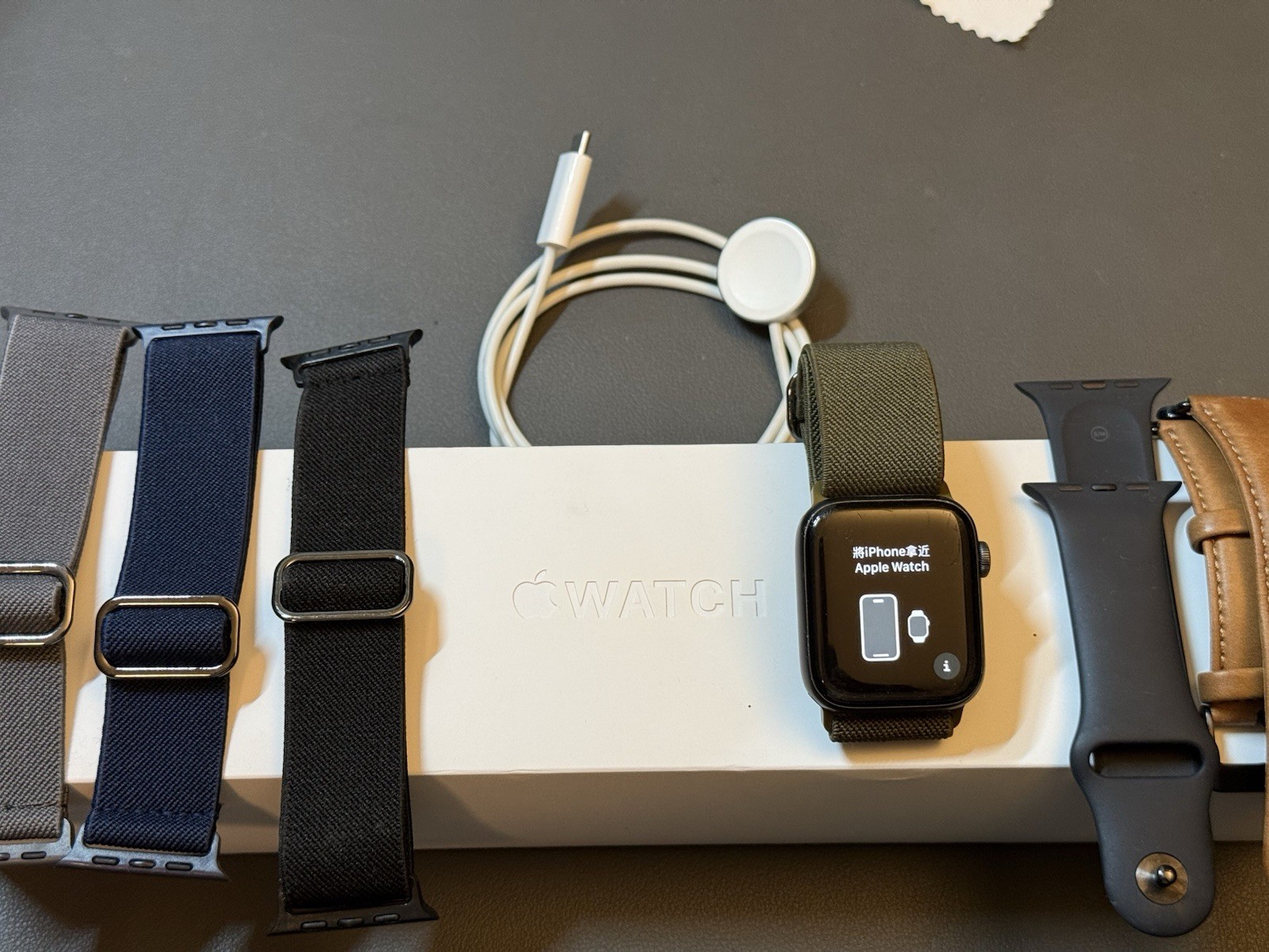 Used Apple Watch Series 5 44mm Aluminum Case Original Box + Multiple Extra Bands
