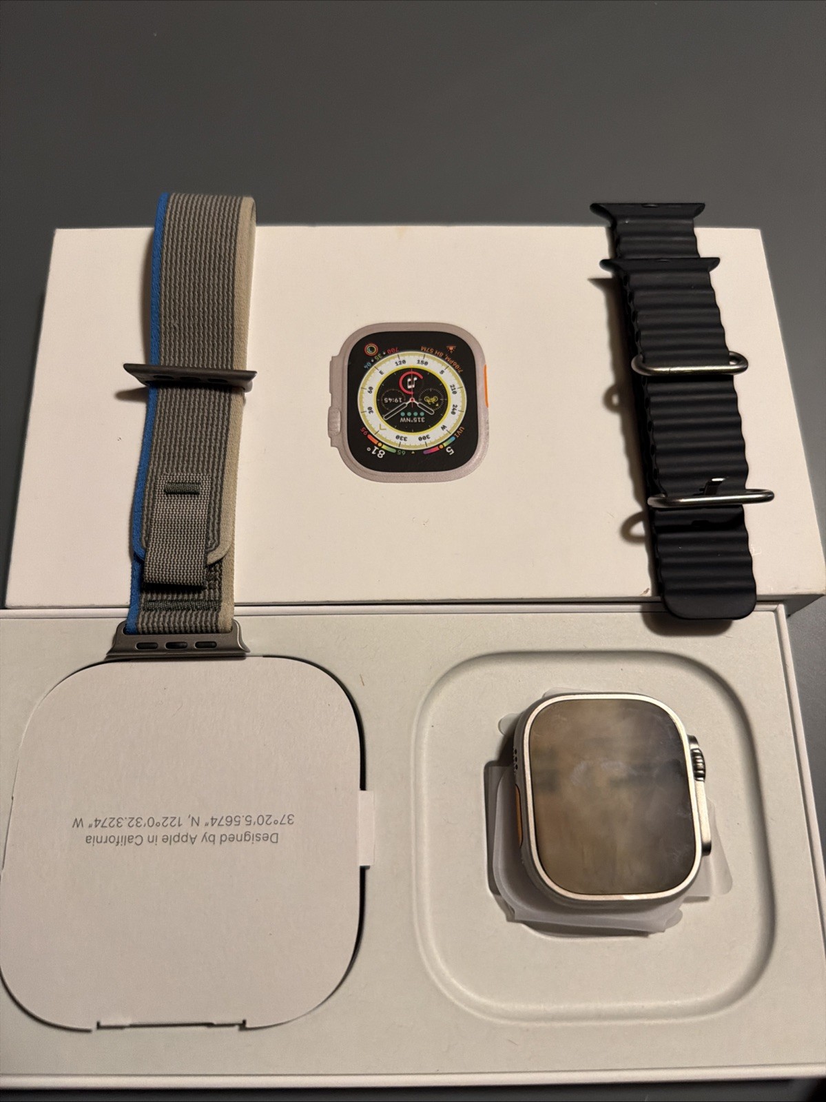 Apple Watch Ultra 1 With Apple Genuine 2 Bands Ocean Band And Trail Band M/L