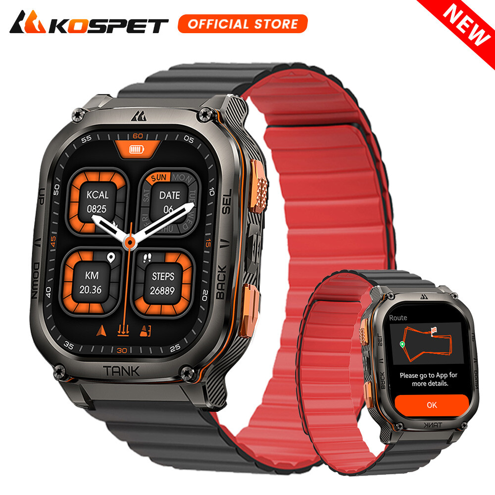 2024 KOSPET GPS Smart Watch Men Smart Watch 480mAh 50M Waterproof+Magnetic Strap
