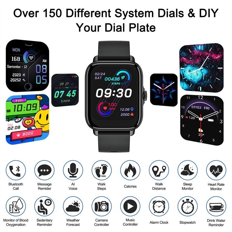 🔥🔥1.7 inch TFT HD&Flexible Touchscreen Fitness Smart Watch IP67 Waterproof🔥🔥