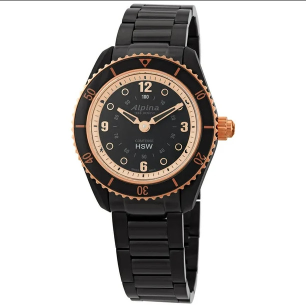 Alpina Black Dial Ladies Stainless Steel Horological Watch AL-281BY3V4B No box