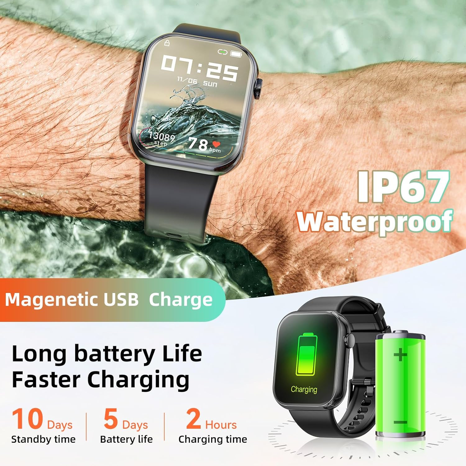 Smart Watch with Call Function, Fitness Tracker & Voice Assistant