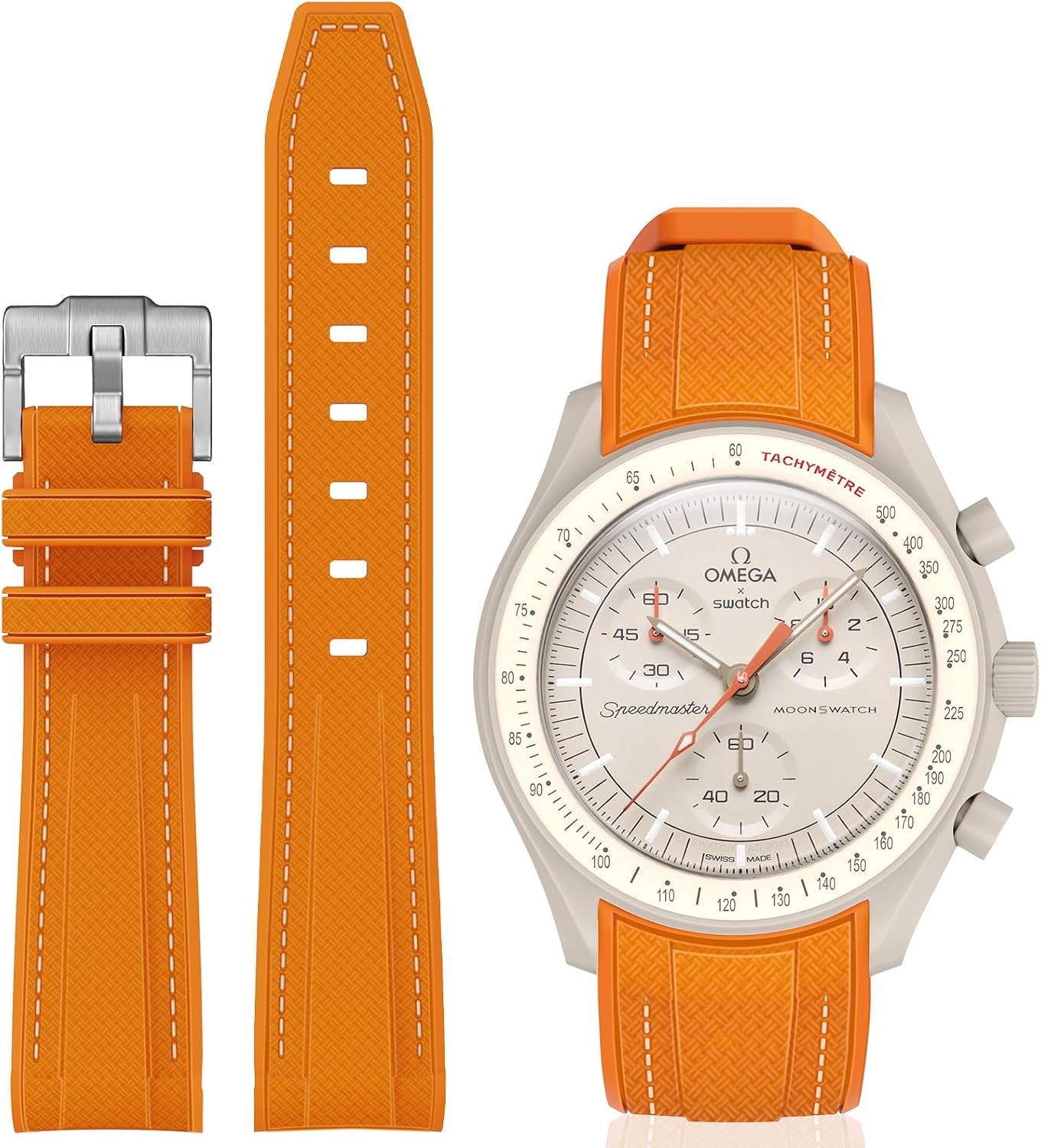 Curved Silicone Strap Compatible with Omega Moonswatch 20mm